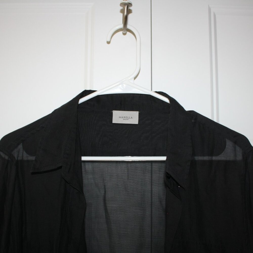 MARELLA Black Sheer Button Down Shirt - Picture 8 of 9